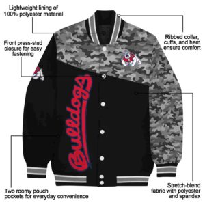 fresno state bulldogs camo patchwork black jacket new arrival jacketwow