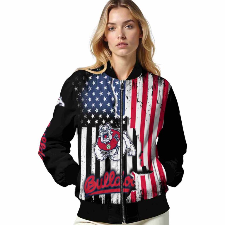 fresno state bulldogs patriotic theme black jacket latest model jacketwow