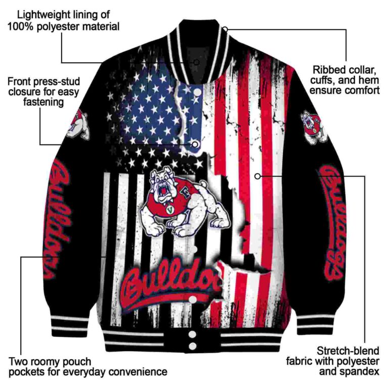 fresno state bulldogs patriotic theme black jacket new arrival jacketwow