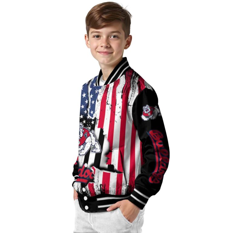 fresno state bulldogs patriotic theme black jacket trendy jacketwow