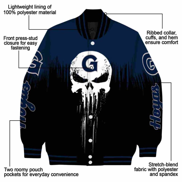 georgetown hoyas punisher skull blue black white jacket new arrival jacketwow