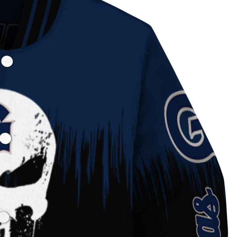 georgetown hoyas punisher skull blue black white jacket premium grade jacketwow