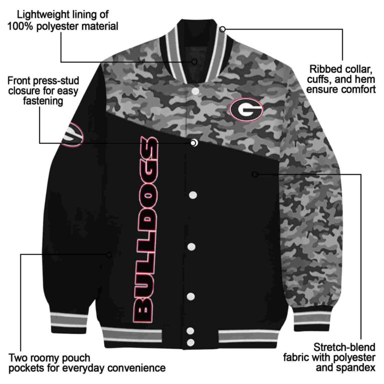 georgia bulldogs camo patchwork black jacket new arrival jacketwow