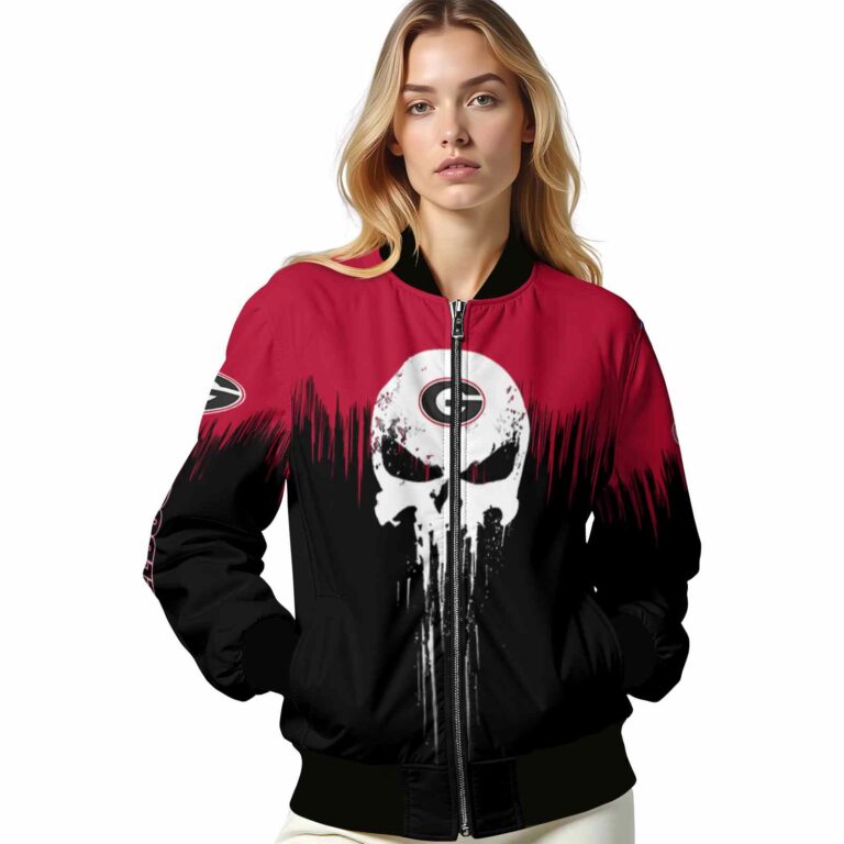 georgia bulldogs punisher skull red black white jacket latest model jacketwow