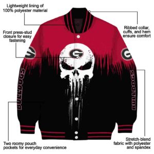 georgia bulldogs punisher skull red black white jacket new arrival jacketwow