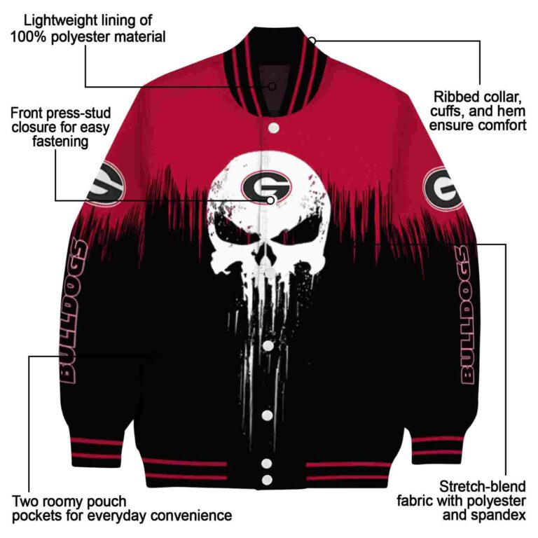 georgia bulldogs punisher skull red black white jacket new arrival jacketwow
