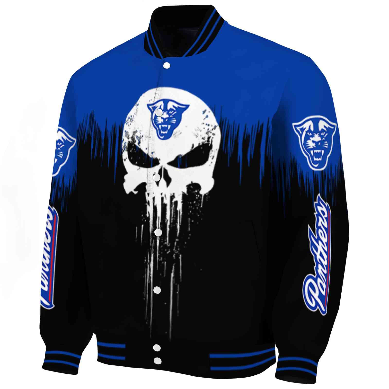 georgia state panthers punisher skull blue black white jacket best selling jacketwow georgia state panthers punisher skull blue black white jacket best selling jacketwow