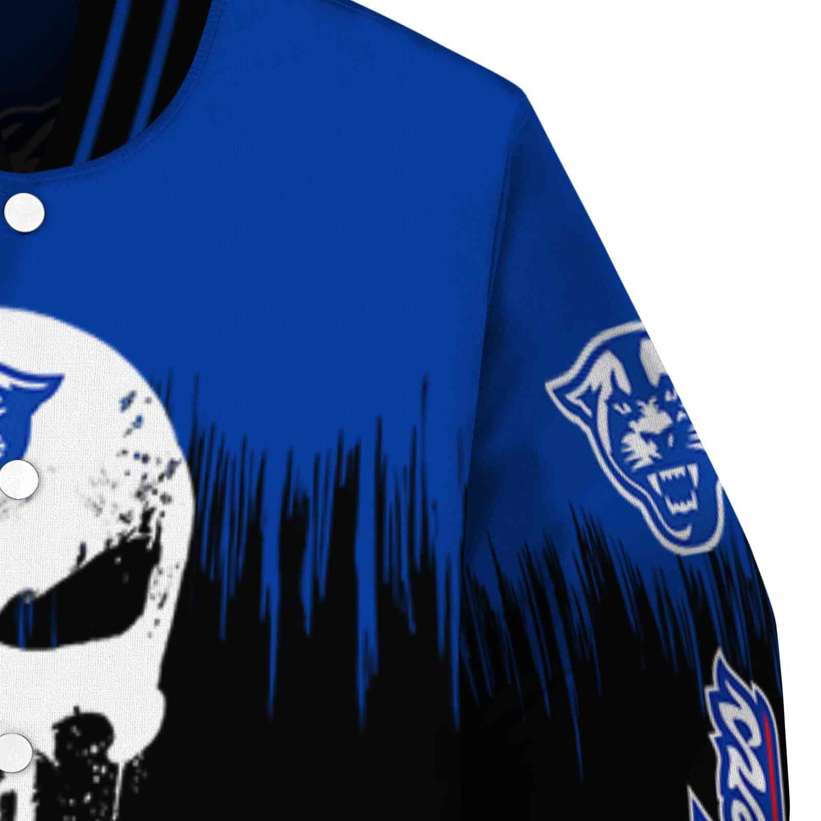 georgia state panthers punisher skull blue black white jacket premium grade jacketwow georgia state panthers punisher skull blue black white jacket premium grade jacketwow