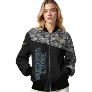 georgia tech yellow jackets camo patchwork black jacket latest model jacketwow