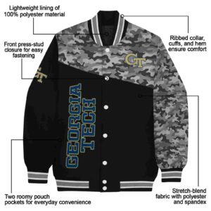 georgia tech yellow jackets camo patchwork black jacket new arrival jacketwow