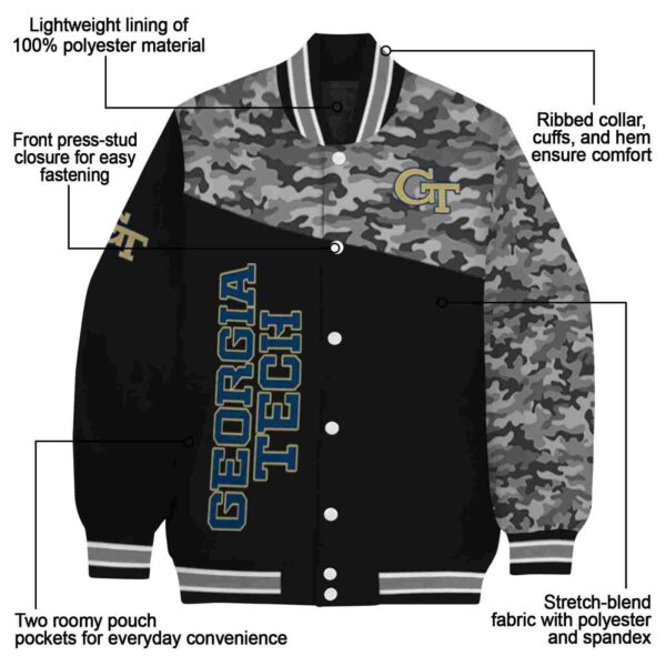 georgia tech yellow jackets camo patchwork black jacket new arrival jacketwow