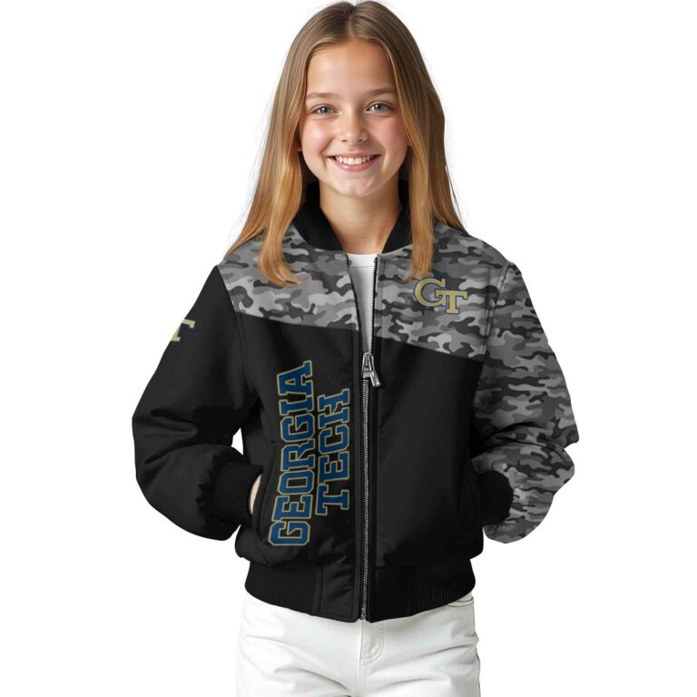 georgia tech yellow jackets camo patchwork black jacket top rated jacketwow