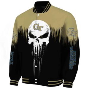 georgia tech yellow jackets punisher skull gold black white jacket best selling jacketwow