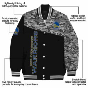 golden state warriors camo patchwork black jacket new arrival jacketwow