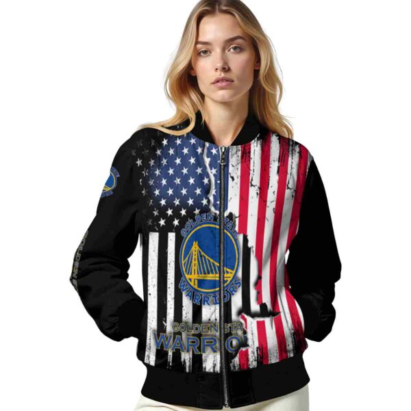 golden state warriors patriotic theme black jacket latest model jacketwow