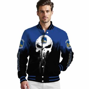 golden state warriors punisher skull blue black white jacket high quality jacketwow