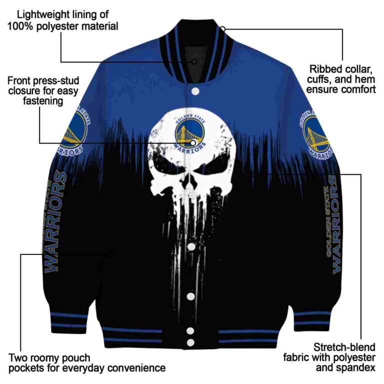golden state warriors punisher skull blue black white jacket new arrival jacketwow