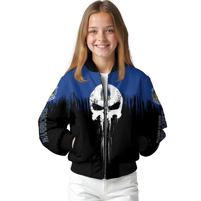 golden state warriors punisher skull blue black white jacket top rated jacketwow