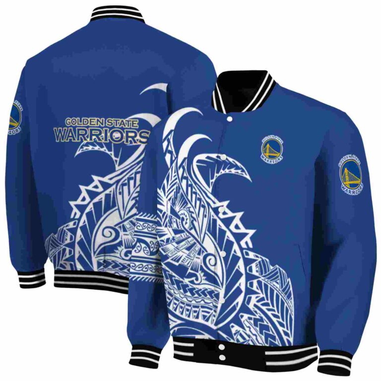 golden state warriors tribal art blue white black jacket fashion forward jacketwow