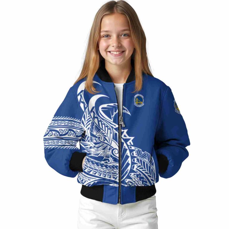 golden state warriors tribal art blue white black jacket top rated jacketwow