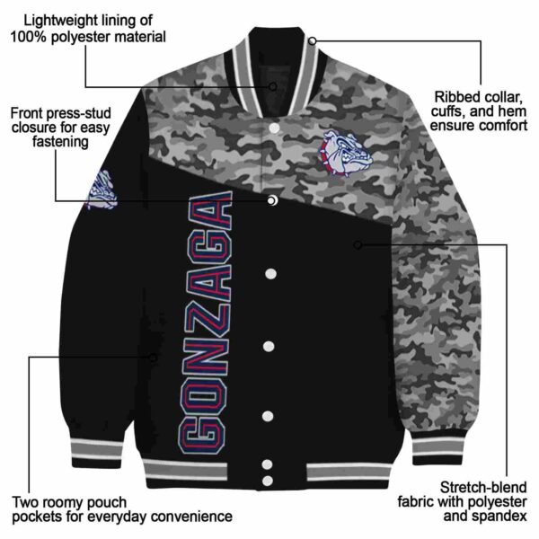 gonzaga bulldogs camo patchwork black jacket new arrival jacketwow