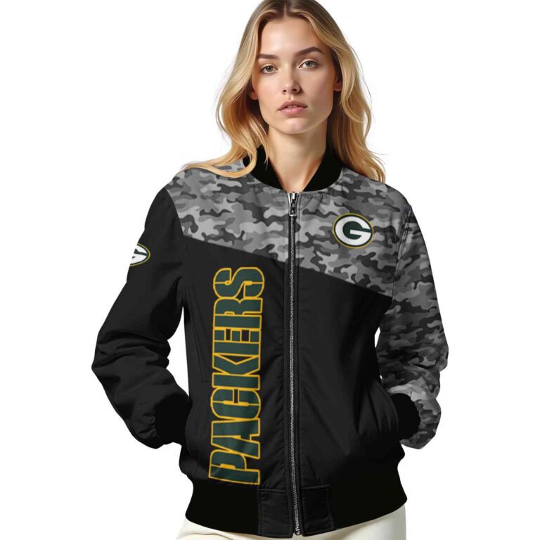 green bay packers camo patchwork black jacket latest model jacketwow