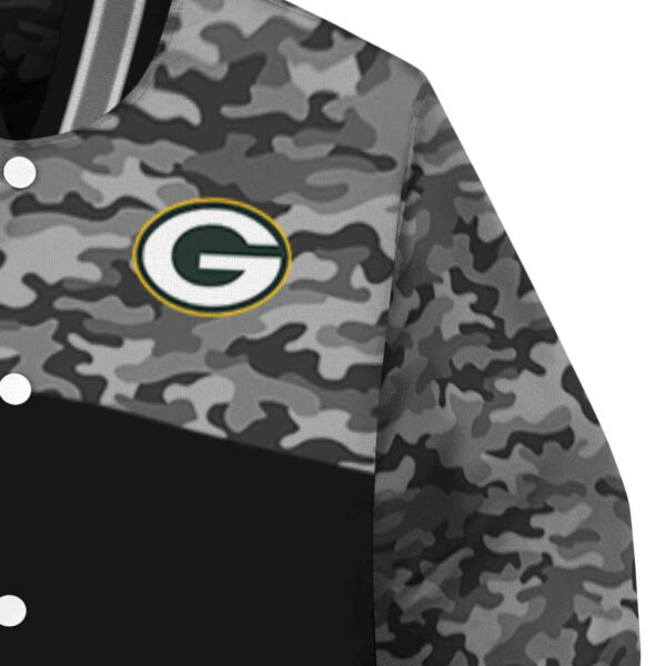 green bay packers camo patchwork black jacket premium grade jacketwow