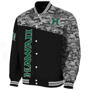 hawaii rainbow warriors camo patchwork black jacket best selling jacketwow