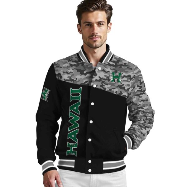 hawaii rainbow warriors camo patchwork black jacket high quality jacketwow