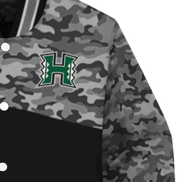 hawaii rainbow warriors camo patchwork black jacket premium grade jacketwow