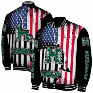 hawaii rainbow warriors patriotic theme black jacket fashion forward jacketwow