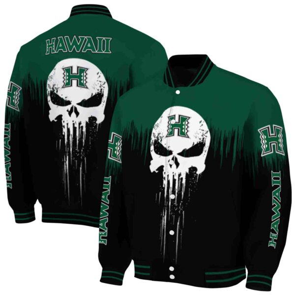 hawaii rainbow warriors punisher skull green black white jacket fashion forward jacketwow