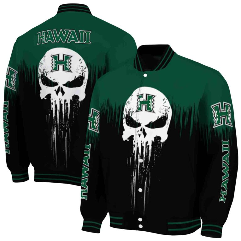 hawaii rainbow warriors punisher skull green black white jacket fashion forward jacketwow
