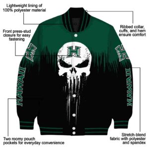 hawaii rainbow warriors punisher skull green black white jacket new arrival jacketwow