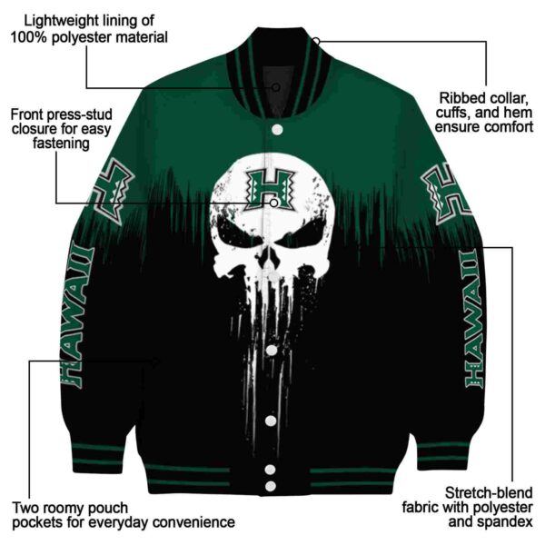 hawaii rainbow warriors punisher skull green black white jacket new arrival jacketwow