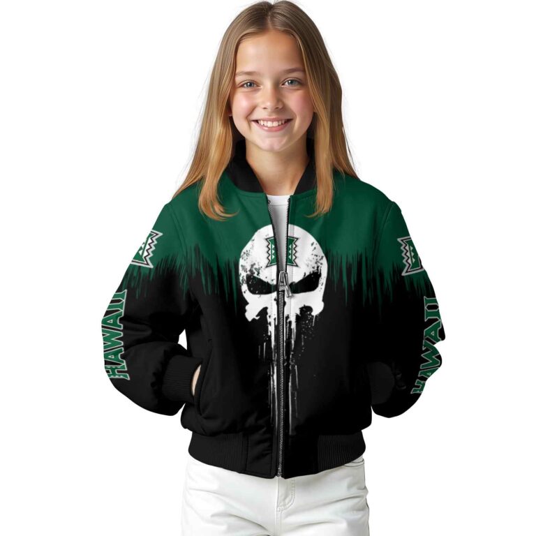 hawaii rainbow warriors punisher skull green black white jacket top rated jacketwow