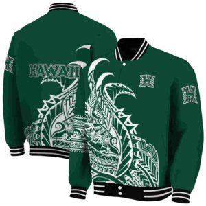 hawaii rainbow warriors tribal art green white black jacket fashion forward jacketwow