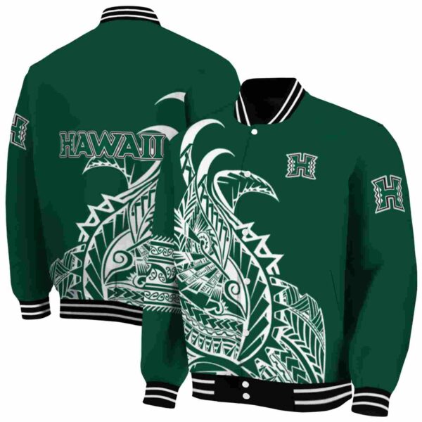 hawaii rainbow warriors tribal art green white black jacket fashion forward jacketwow