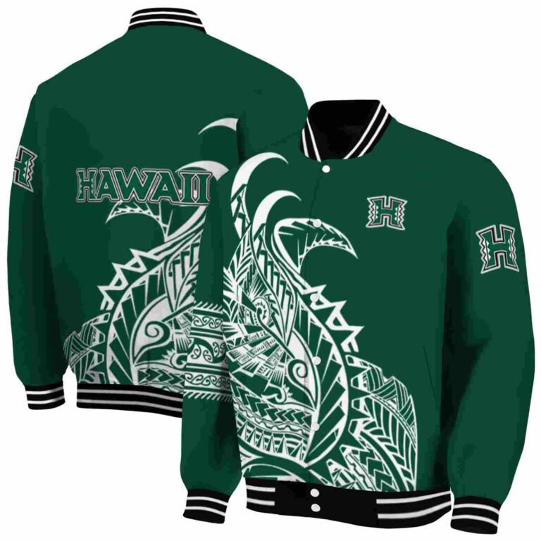 hawaii rainbow warriors tribal art green white black jacket fashion forward jacketwow