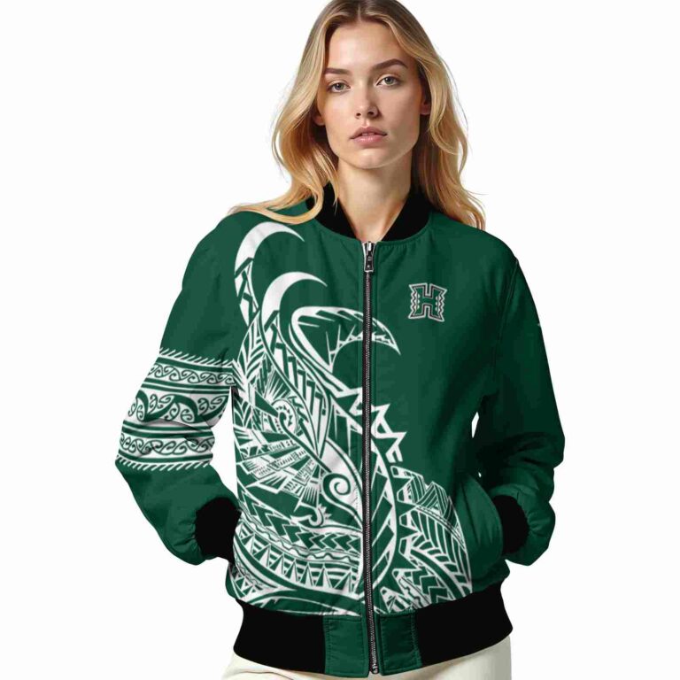 hawaii rainbow warriors tribal art green white black jacket latest model jacketwow