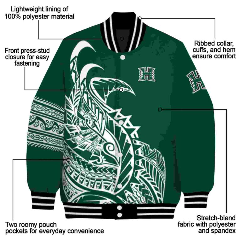 hawaii rainbow warriors tribal art green white black jacket new arrival jacketwow