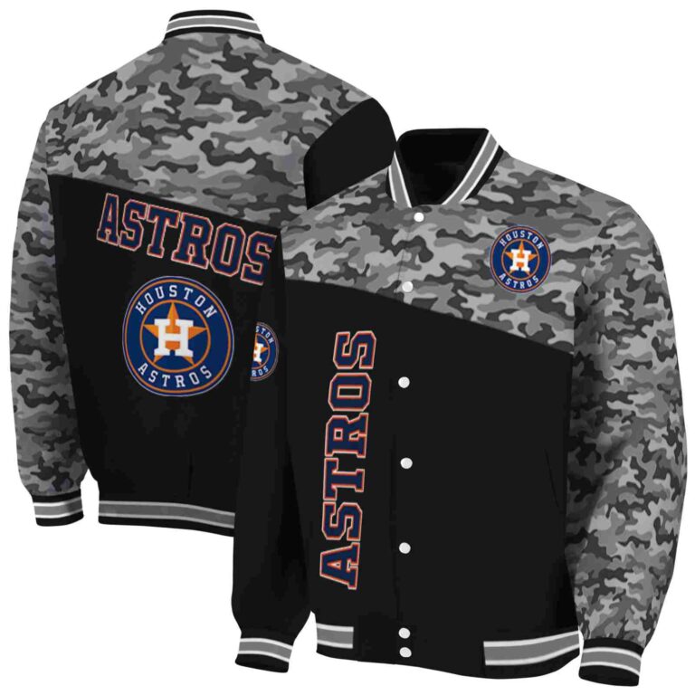 houston astros camo patchwork black jacket fashion forward jacketwow
