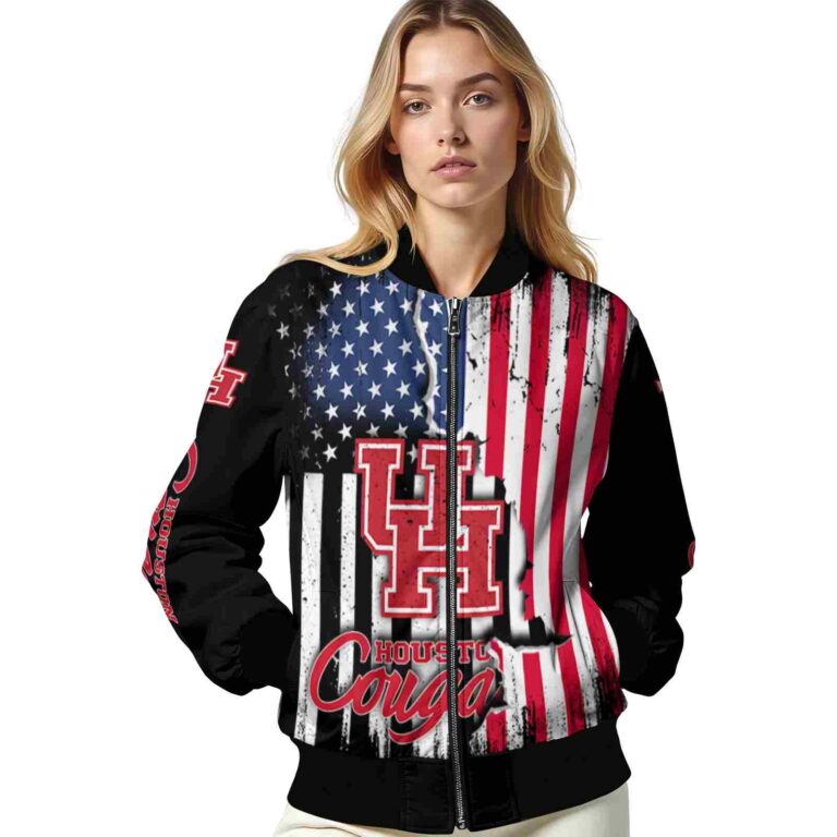 houston cougars patriotic theme black jacket latest model jacketwow