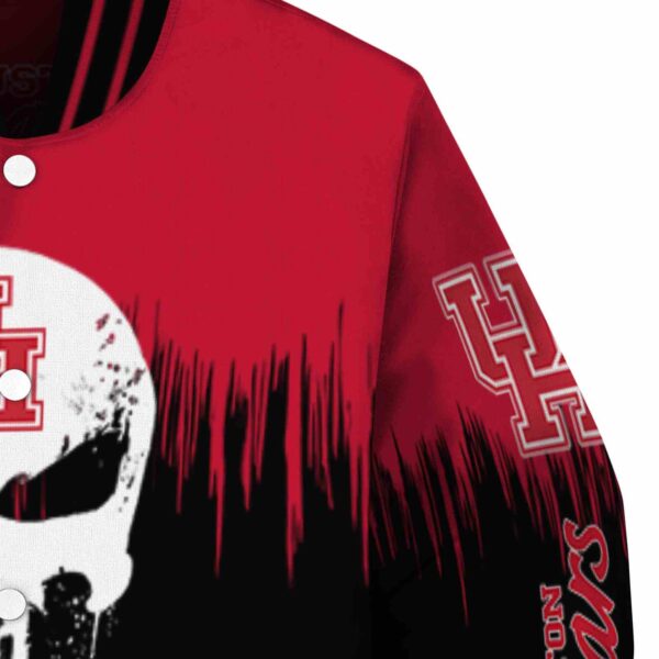 houston cougars punisher skull red black white jacket premium grade jacketwow