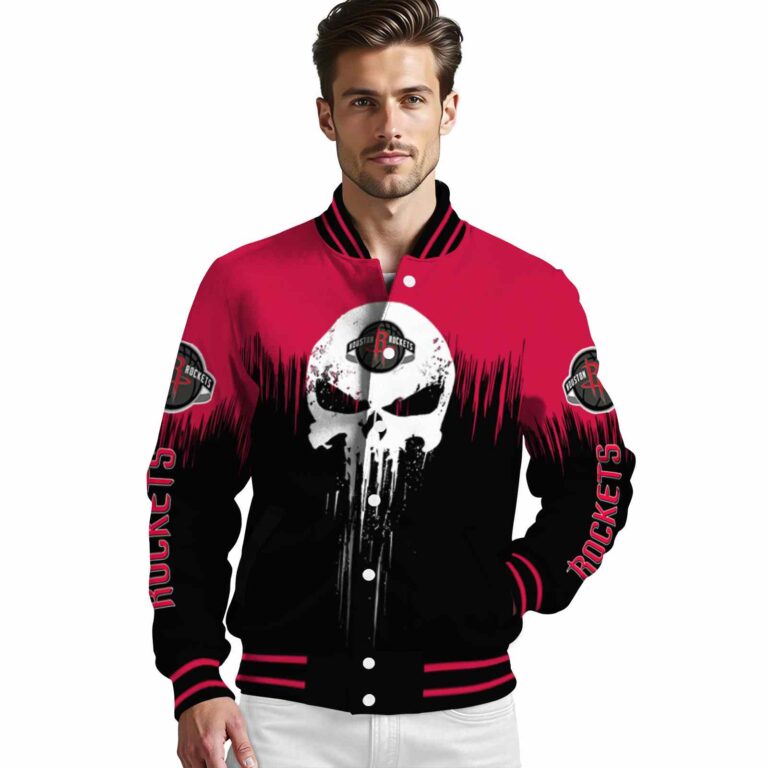 houston rockets punisher skull red black white jacket high quality jacketwow