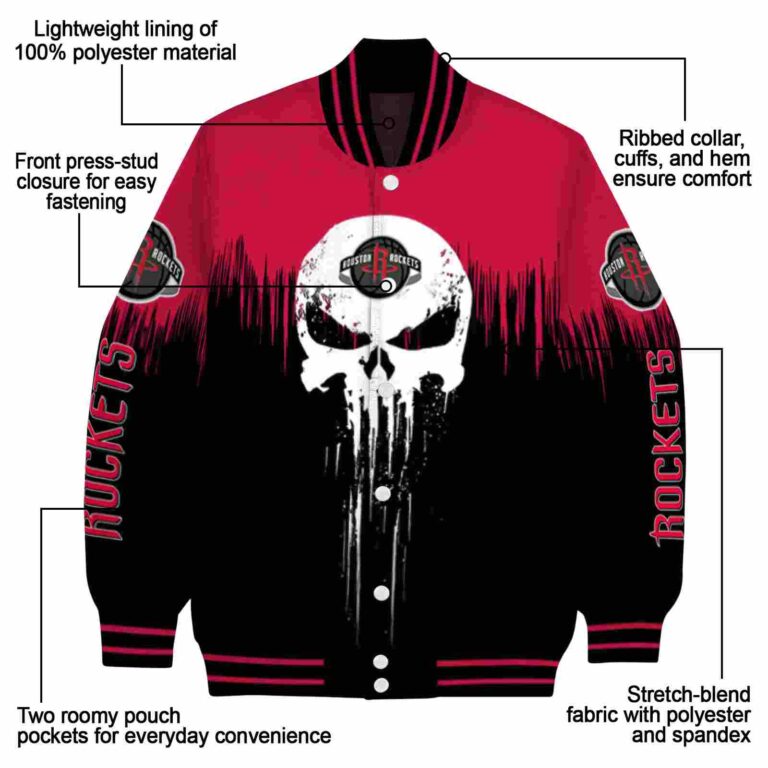 houston rockets punisher skull red black white jacket new arrival jacketwow