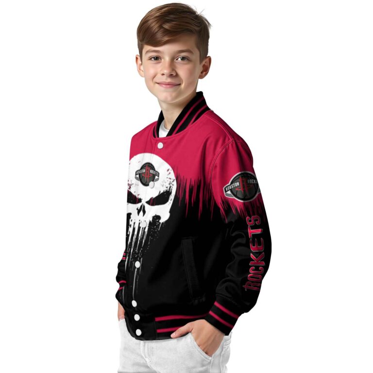 houston rockets punisher skull red black white jacket trendy jacketwow