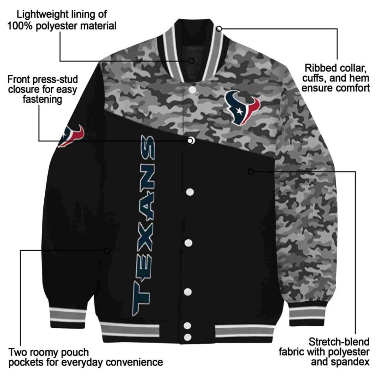 houston texans camo patchwork black jacket new arrival jacketwow