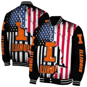 illinois fighting illini patriotic theme black jacket fashion forward jacketwow