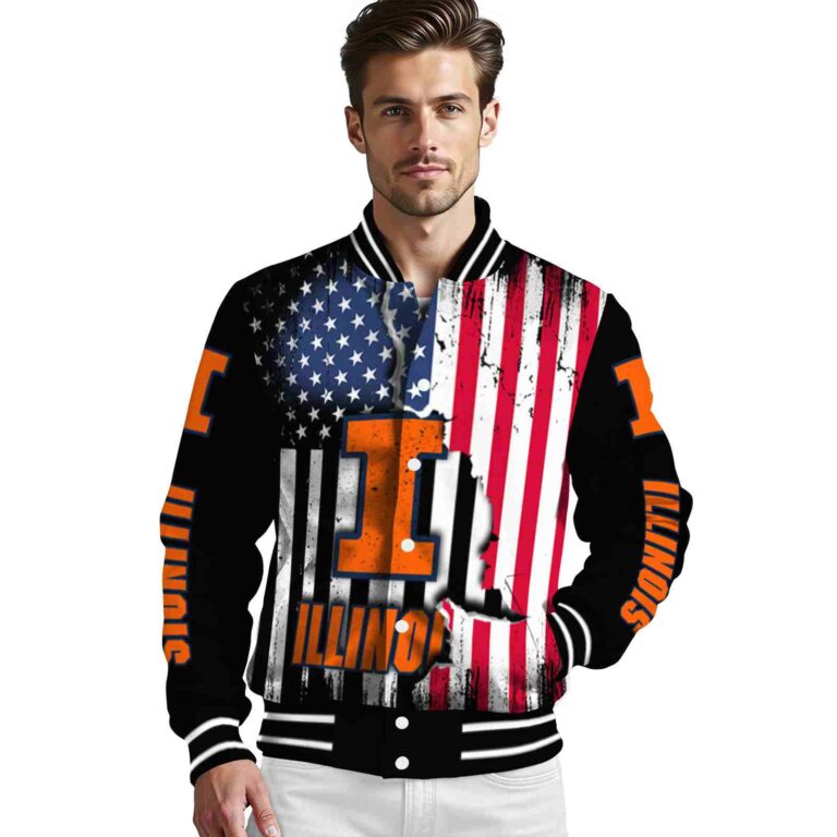 illinois fighting illini patriotic theme black jacket high quality jacketwow